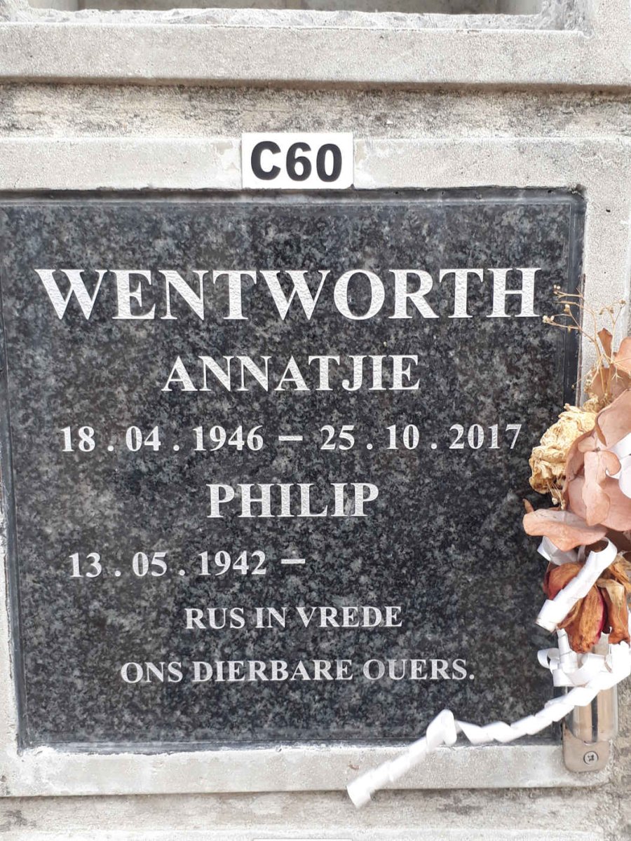 WENTWORTH Philip 1942- &amp; Annatjie 1946-2017