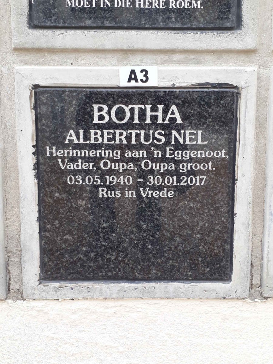BOTHA Albertus Nel 1940-2017