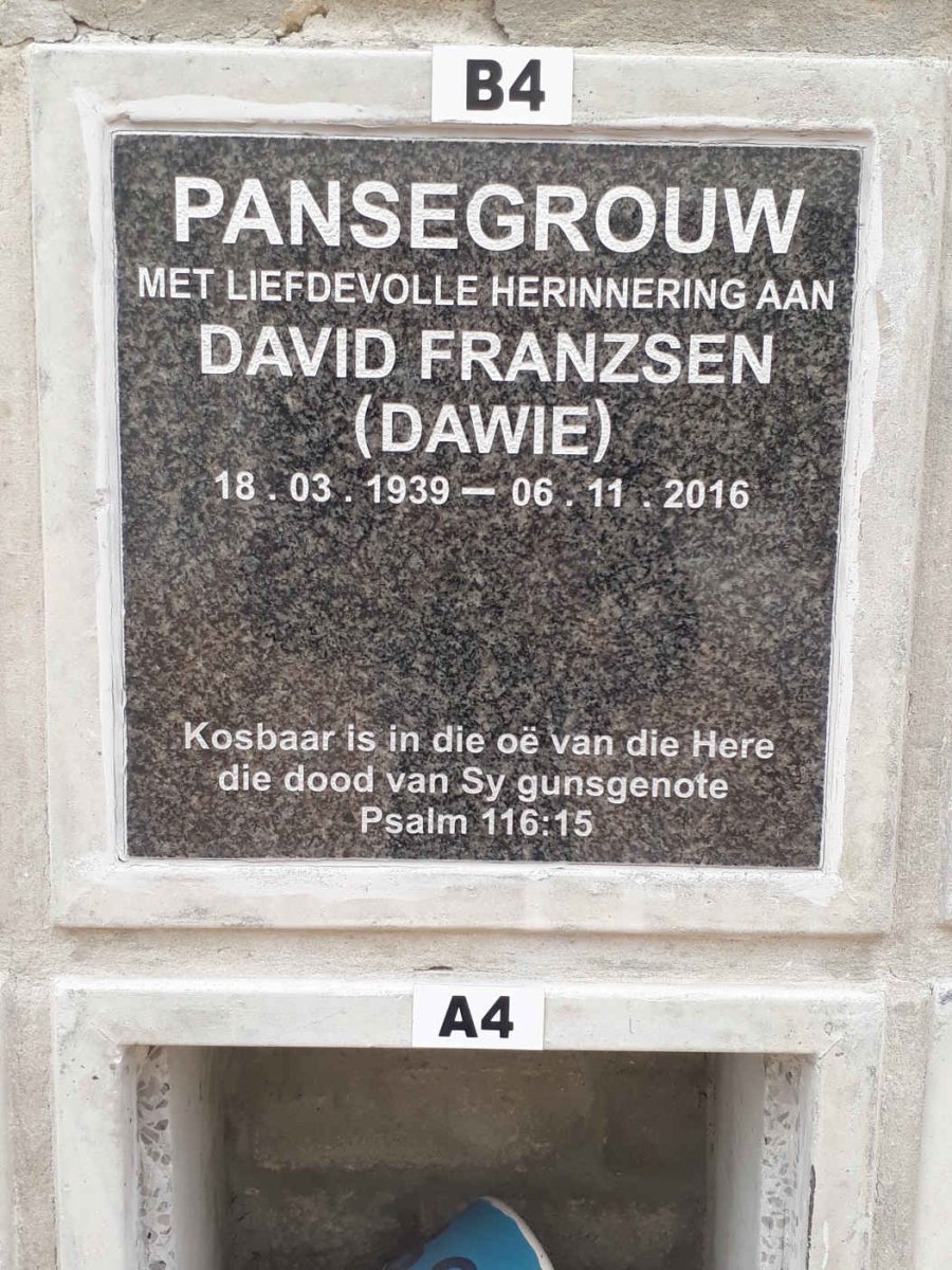 PANSEGROUW David Franzsen 1939-2016