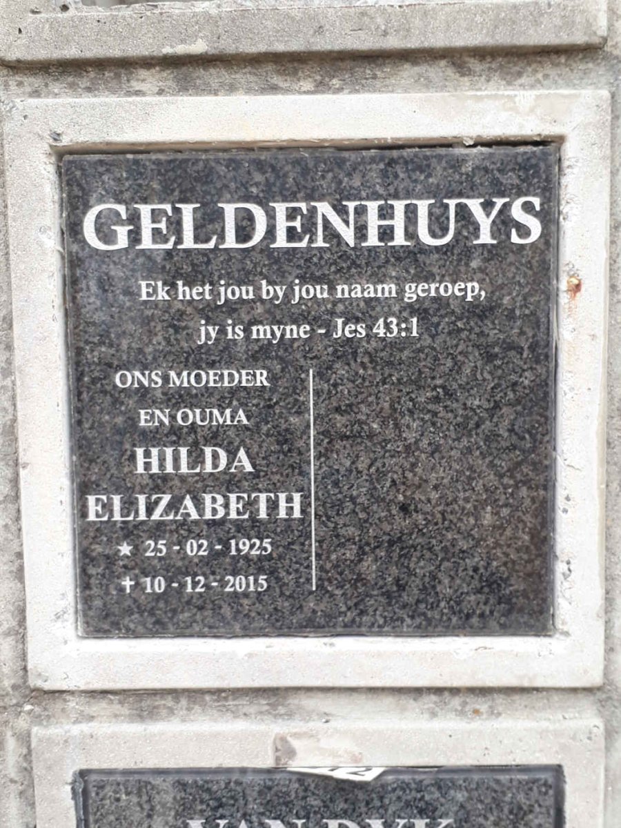 GELDENHUYS Hilda Elizabeth 1925-2015