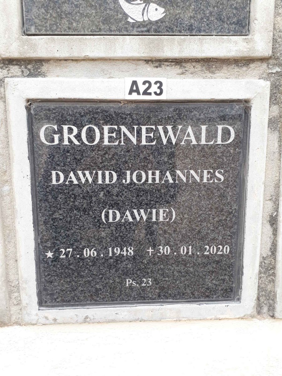 GROENEWALD Dawid Johannes 1948-2020