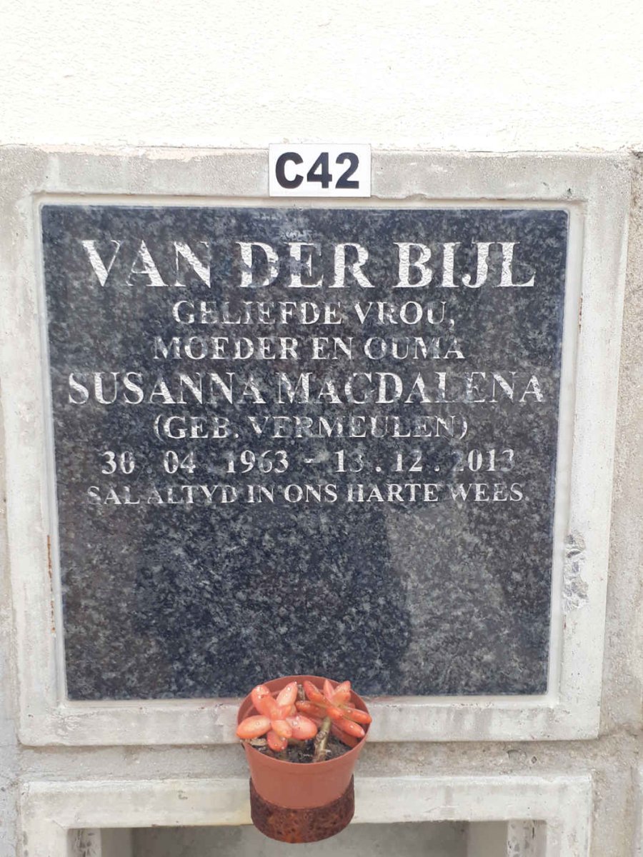 BIJL Susanna Magdalena, van der nee VERMEULEN 1963-2013