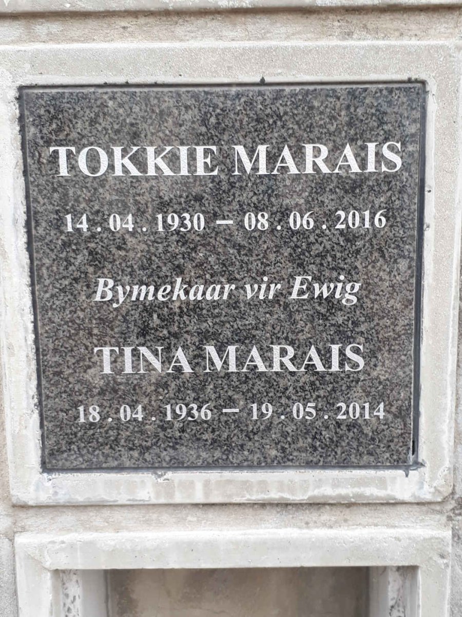 MARAIS Tokkie 1930-2016 &amp; Tina 1936-2014