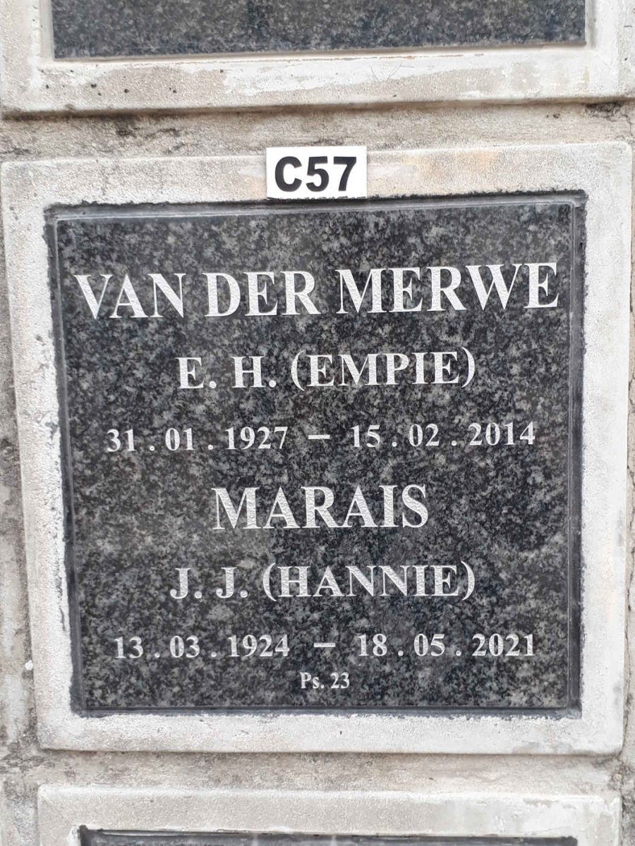 MERWE E.H., van der 1927-2014 &amp; J.J. MARAIS 1924-2021