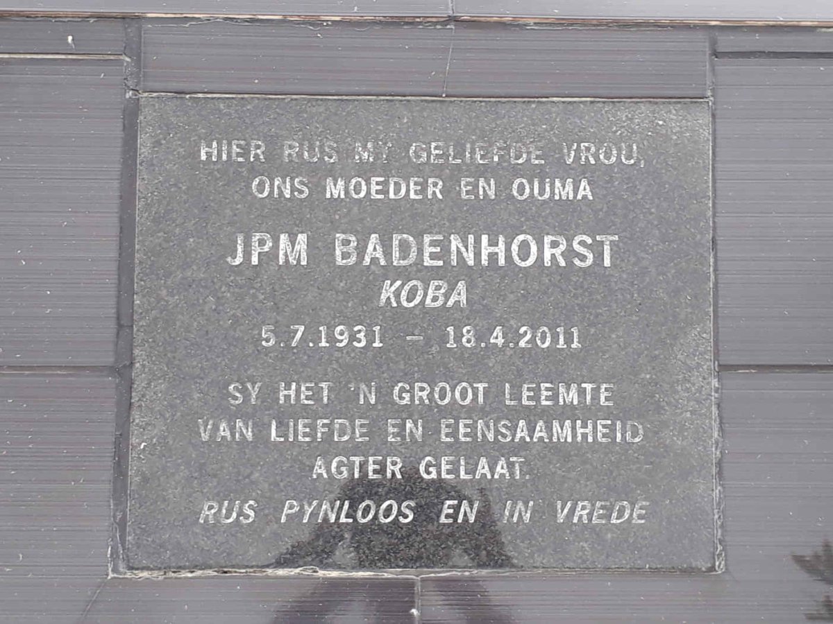 BADENHORST J.P.M. 1931-2011