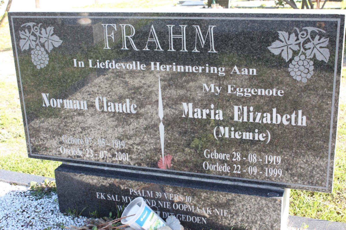 FRAHM Norman Claude 1919-2001 &amp; Maria Elizabeth 1919-1999