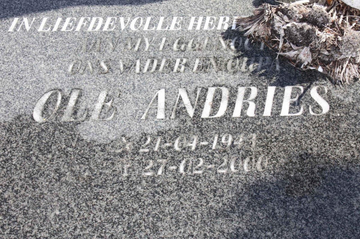 HUMAN Ole Andries 1943-2000 &amp; Johanna Elizabeth 1948-