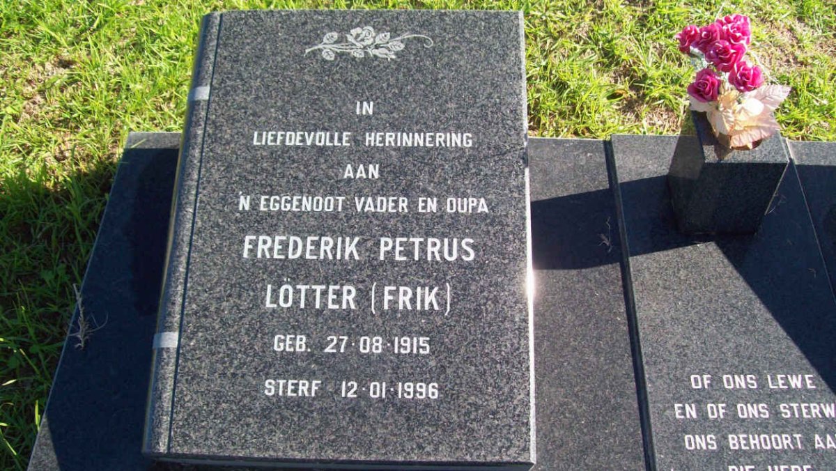 KEMP Frederik Petrus Lotter 1915-1996 &amp; Susara Madeleine ALBERTS 1923-2006