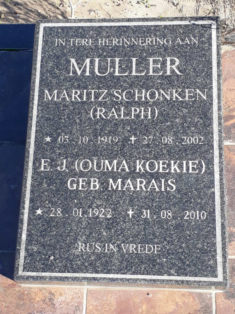 MULLER Maritz Schonken 1919-2002 &amp; E.J. MARAIS 1922-2010