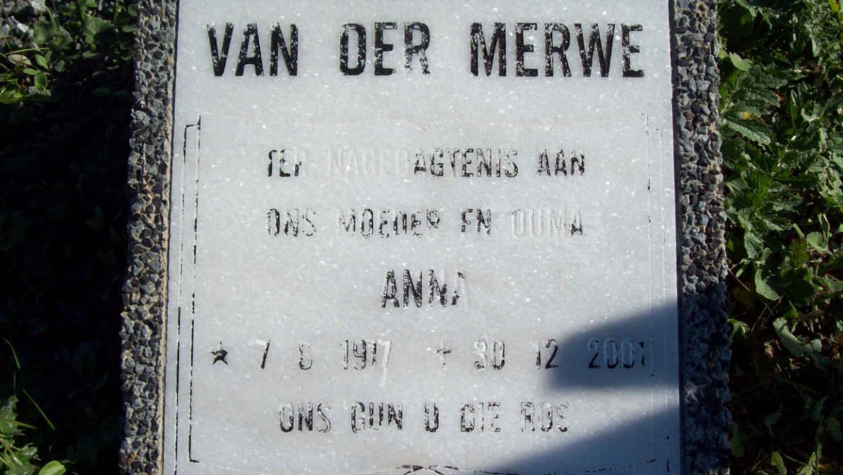 MERWE Anna, van der 1917-2001