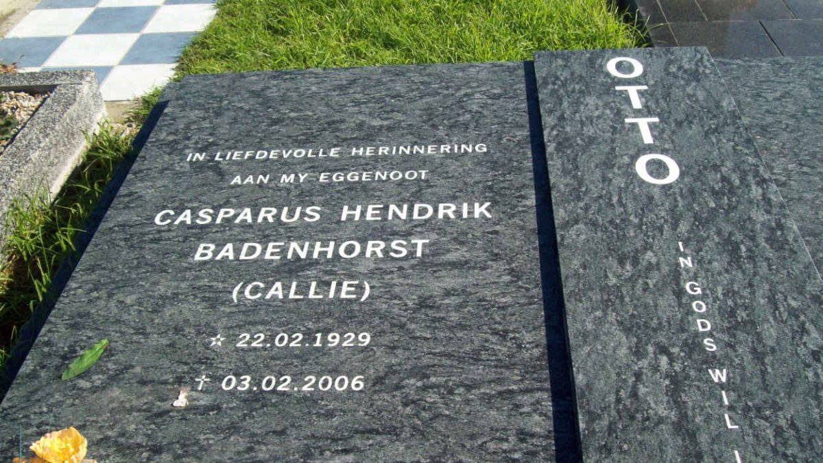 OTTO Casparus Hendrik Badenhorst 1929-2006 &amp; Maria Hendrina van Dyk FRANKEN 1935-