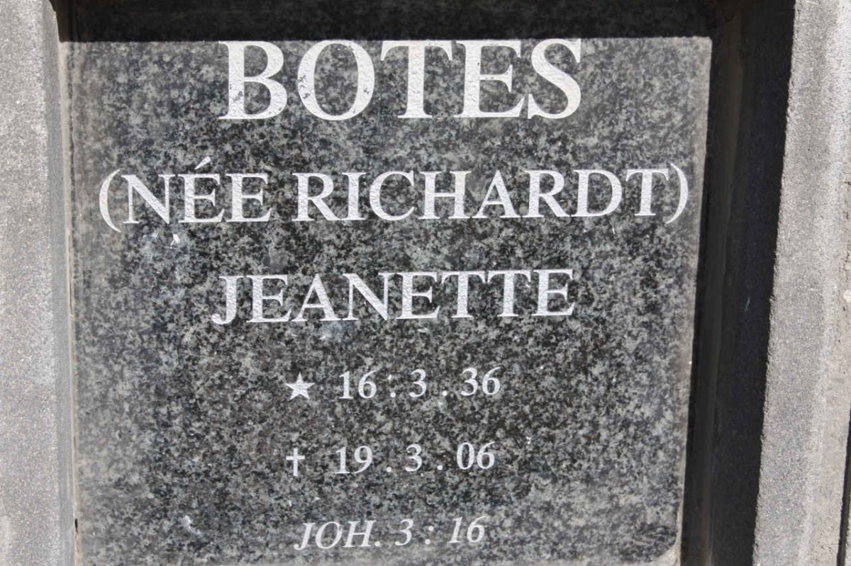 BOTES Jeanette nee RICHARDT 1936-2006