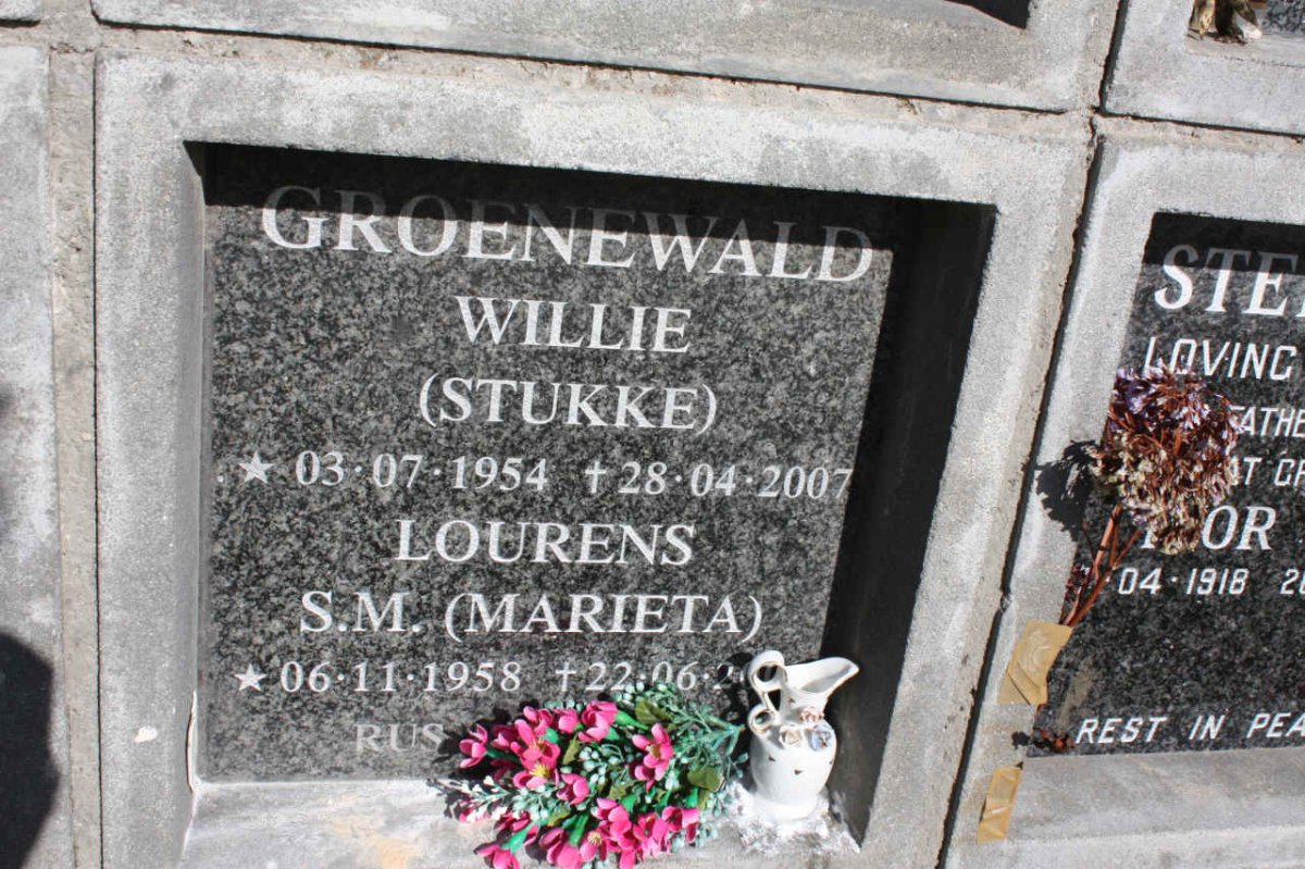GROENEWALD Willie 1954-2007 &amp; Lourens S.M. 1958-200?
