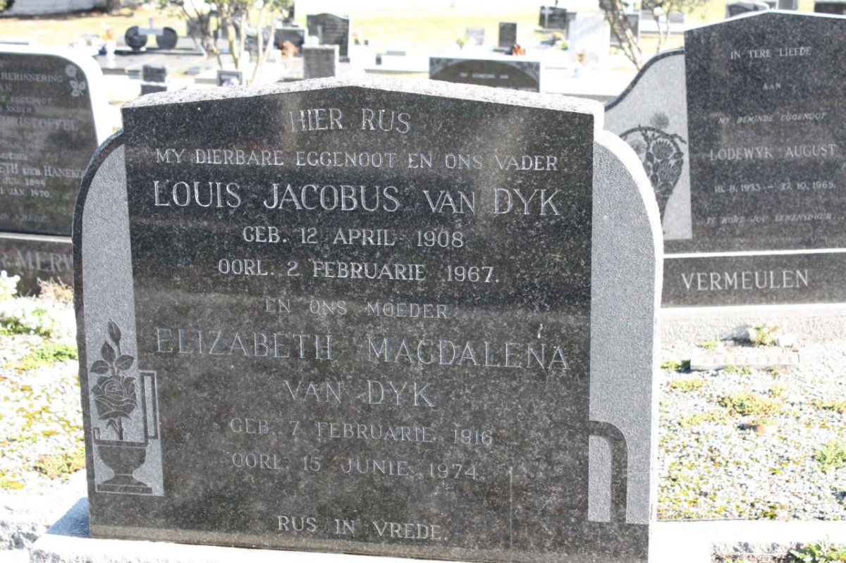 DYK Louis Jacobus, van 1908-1967 &amp; Elizabeth Magdalena 1916-1974
