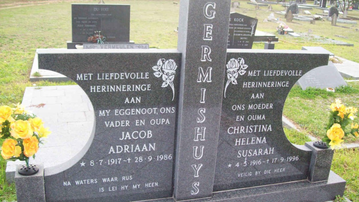 GERMISHUYS Jacob Adriaan 1917-1986 &amp; Christina Helena Susarah 1916-1996