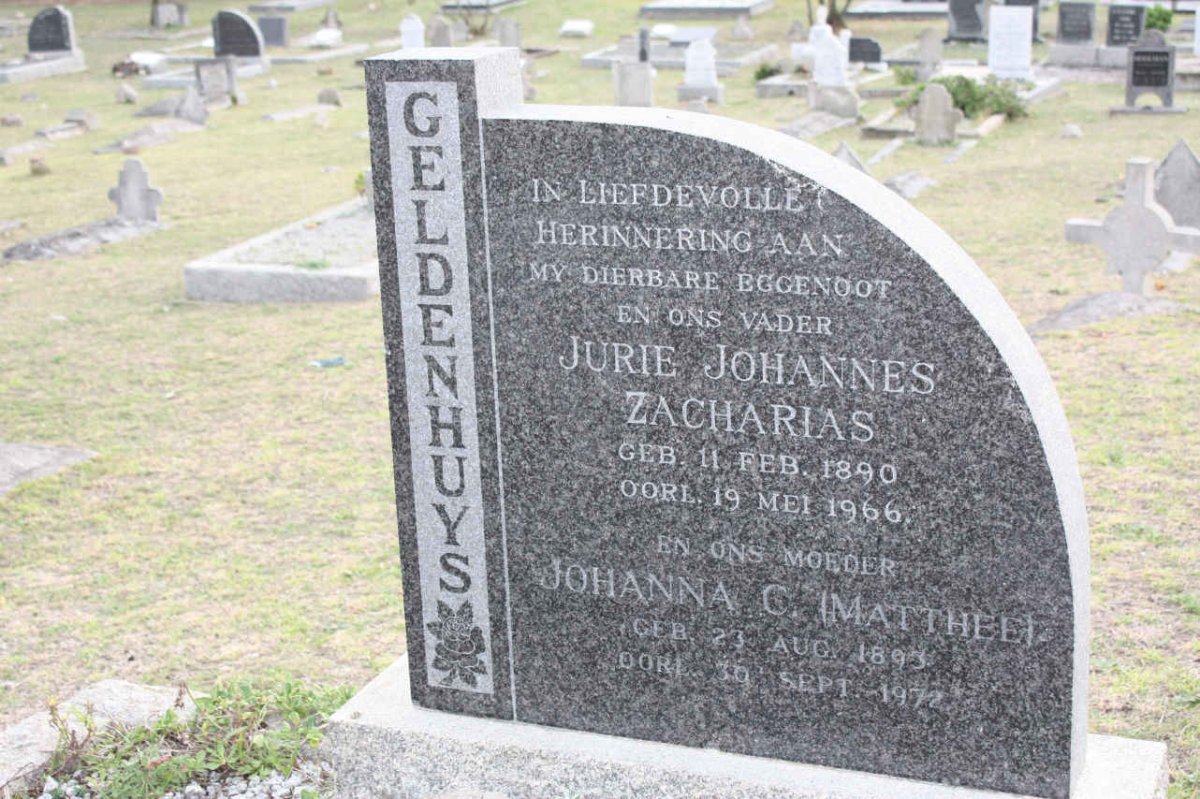 GELDENHUYS Jurie Johannes Zacharias 1890-1966 &amp; Johanna M. MATTHEE 1893-1972