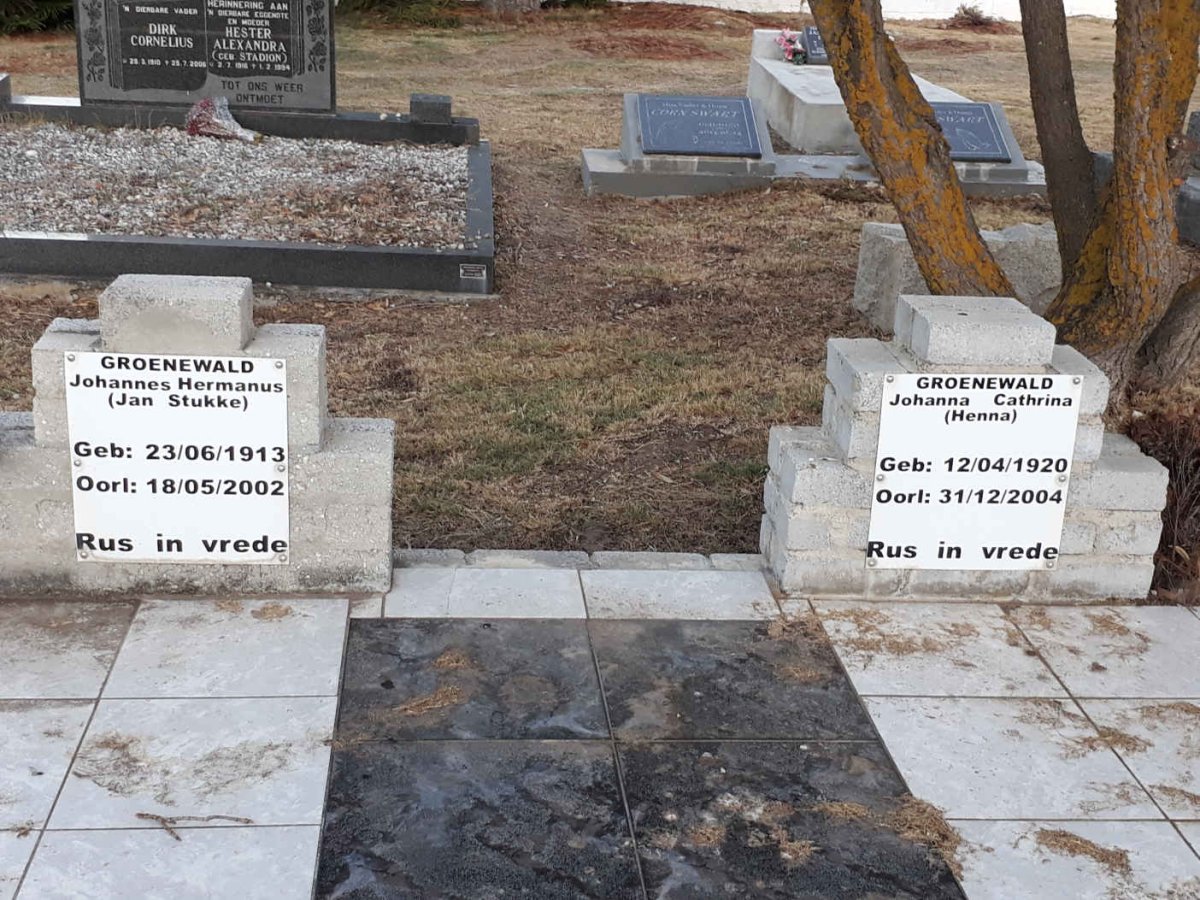 GROENEWALD Johannes Hermanus 1913-2002 &amp; Johanna Catharina 1920-2004