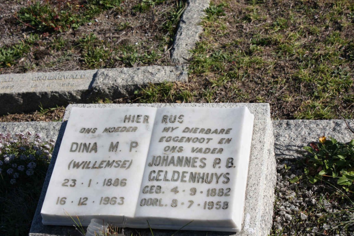 GELDENHUYS Johannes P.B. 1882-1958 &amp; Dina M.P. nee WILLEMSE 1886-1963