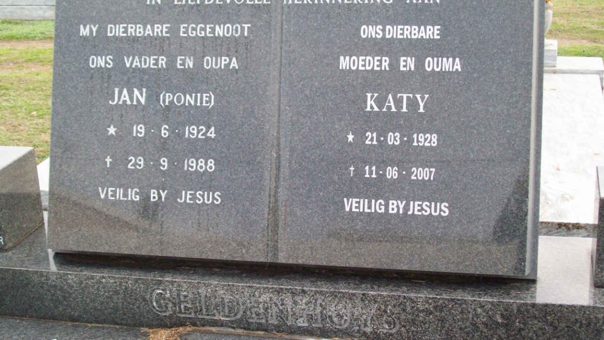 GELDENHUYS Jan 1924-1988 &amp; Katy 1928-2007