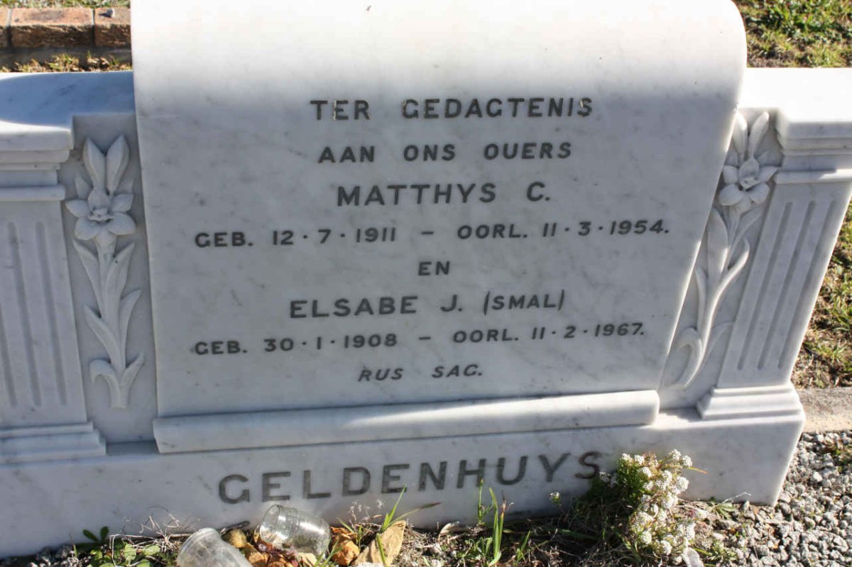 GELDENHUYS Matthys C. 1911-1954 &amp; Elsabe J. nee SMAL 1908-1967