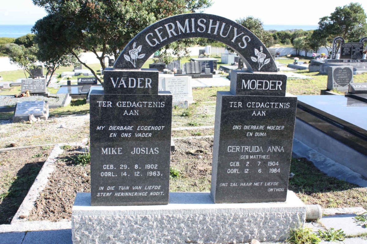 GERMISHUYS Mike Josias 1902-1963 &amp; Gertruida Anna  nee MATTHEE 1904-1984