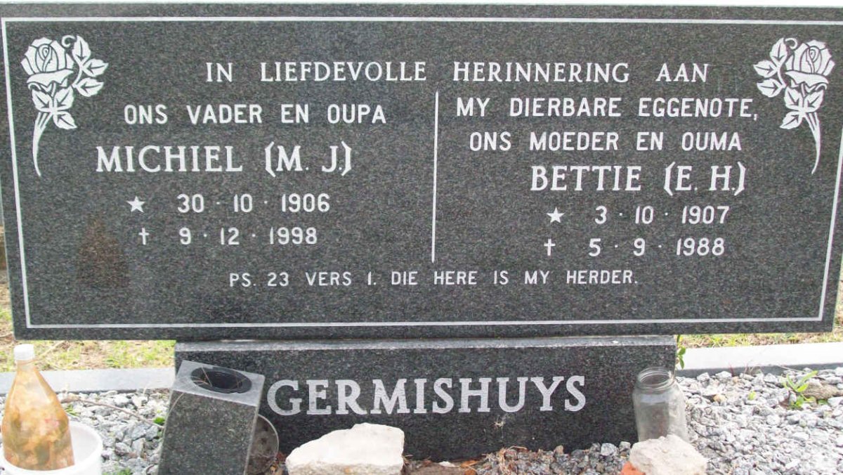 GERMISHUYS M.J. 1906-1998 &amp; E.H. 1907-1988
