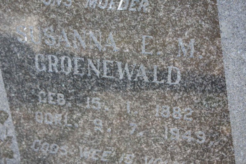 GROENEWALD Susanna E.M. 1882-1949 	