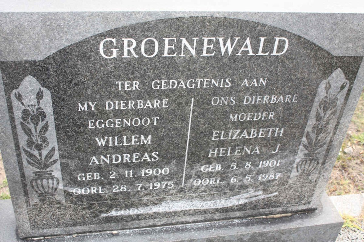GROENEWALD Willem Andreas 1900-1975 &amp; Elizabeth Helena J. 1901-1987