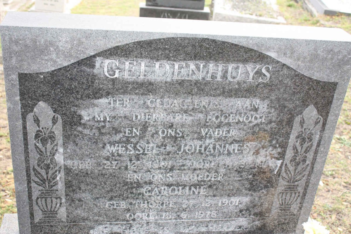 GELDENHUYS Wessel Johannes 1901-19?? &amp; Caroline THORPE 1901-1978