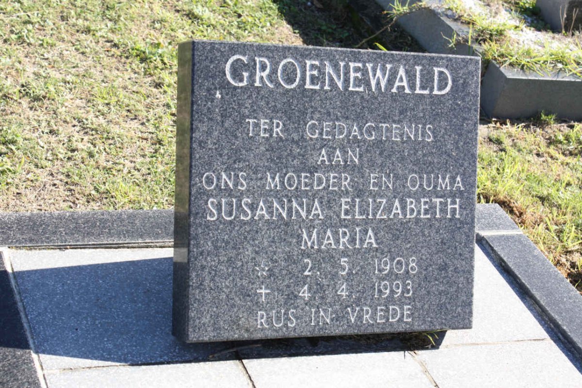 GROENEWALD Susanna Elizabeth Maria 1908-1993