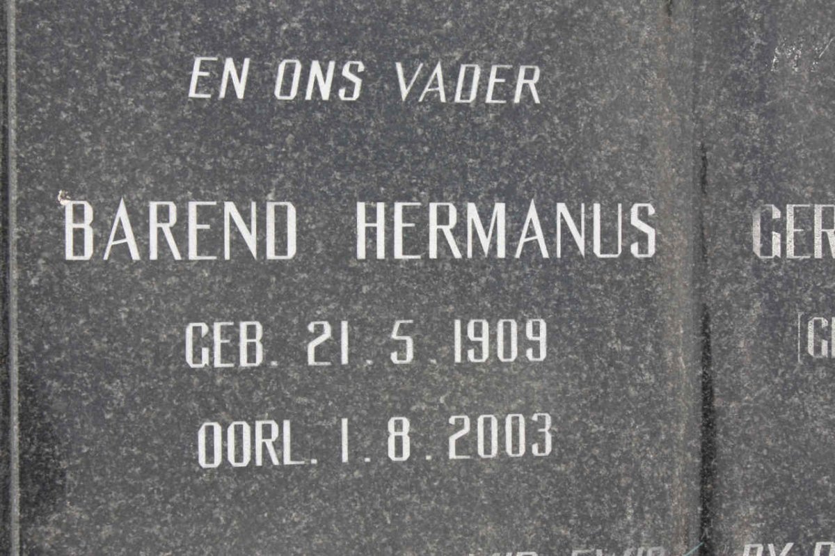 HAVENGA Barend Hermanus 1909-2003