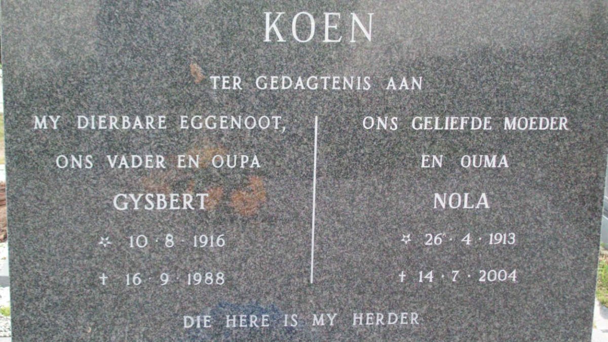 KOEN Gysbert 1916-1988 &amp; Nola 1913-2004
