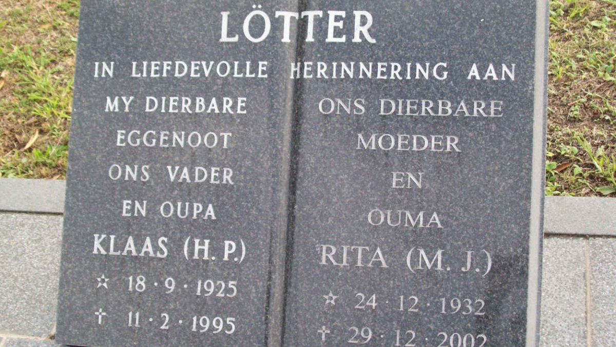 LOTTER H.P. 1925-1995 &amp; M.J. 1932-2002