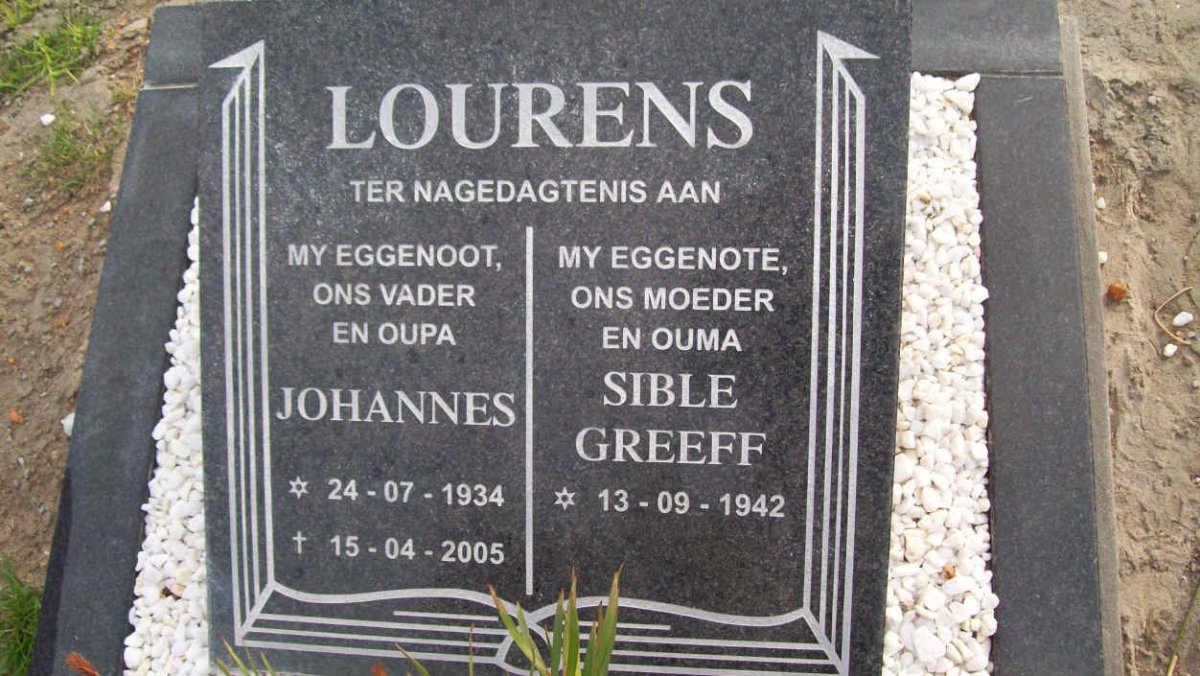 LOURENS Johannes 1934-2005 &amp; Sible Greeff 1942-