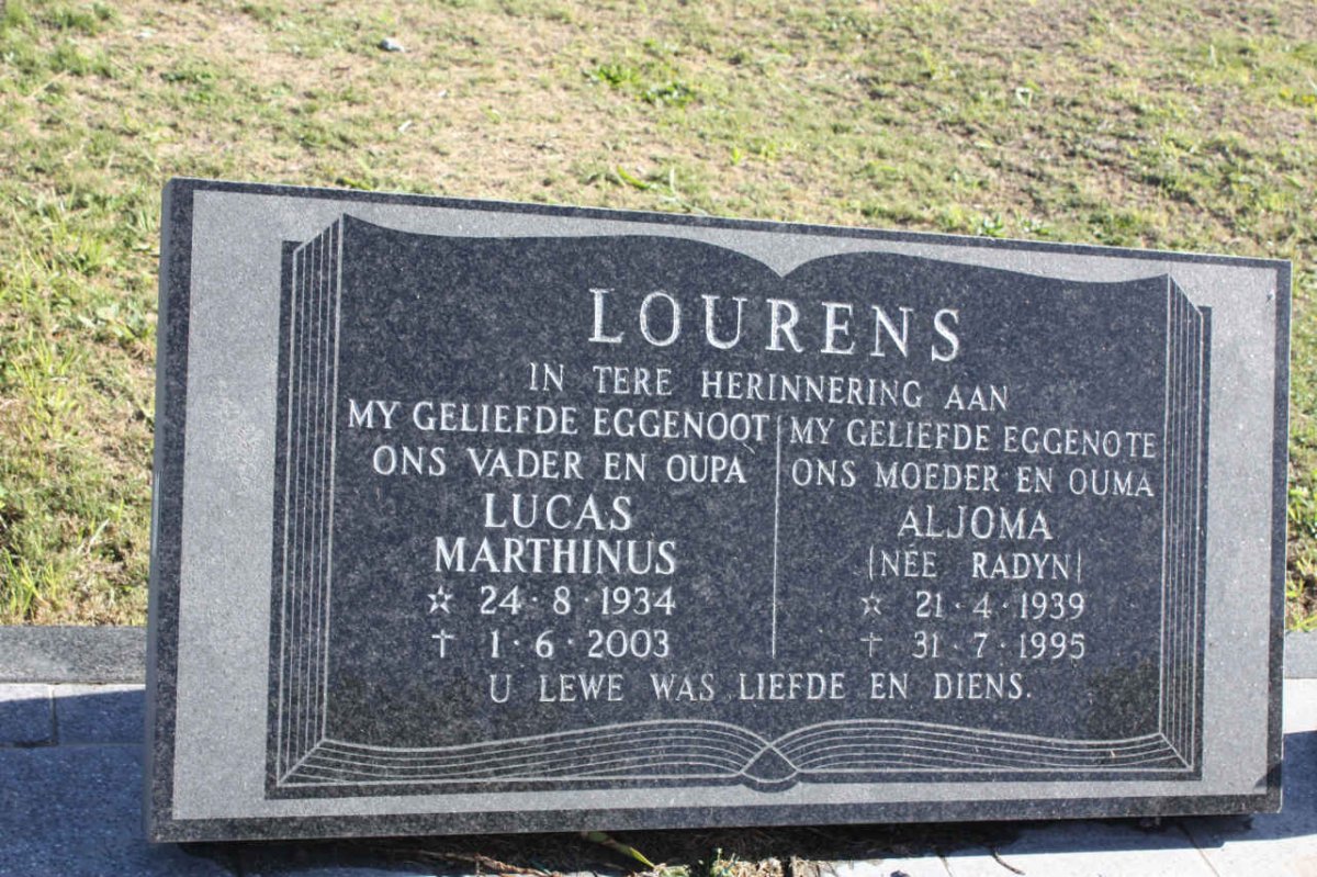 LOURENS Lucas Marthinus 1934-2003 &amp; Aljoma RADYN 1939-1995