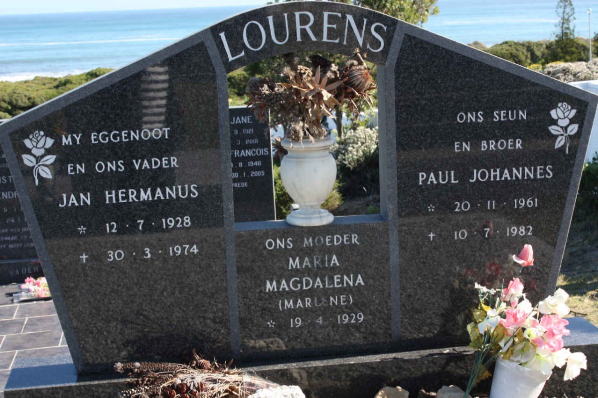 LOURENS Jan Hermanus 1928-1974 &amp; Maria Magdalena 1929-? :: LOURENS Paul Johannes 1961-1982