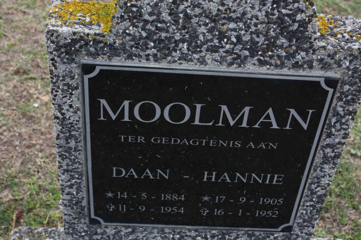 MOOLMAN Danie 1884-1954 &amp; Hannie MOOLMAN 1905-1952