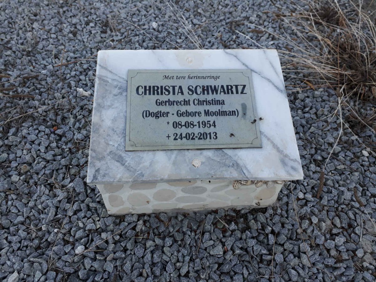 SCHWARTZ Gerbrecht Christina nee MOOLMAN 1954-2013