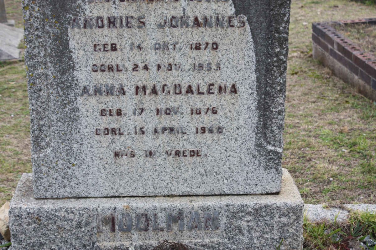 MOOLMAN Andries Johannes 1870-1953 &amp; ANna Magdalena MOOLMAN 1876-1960