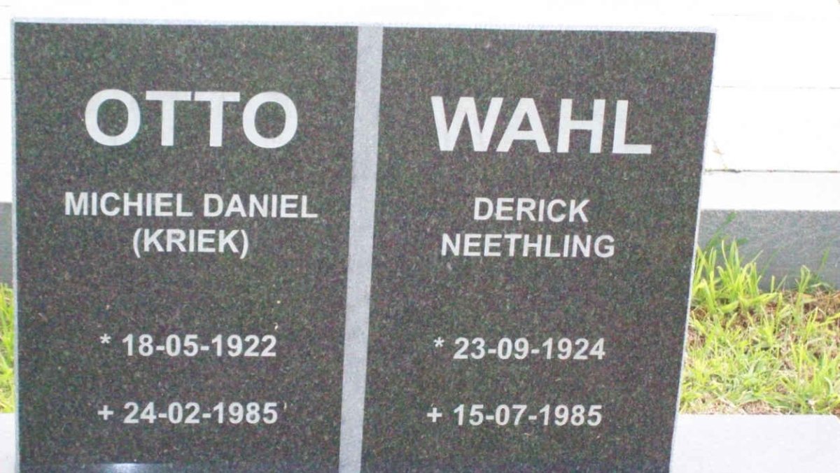OTTO Michiel Daniel 1922-1985 :: WAHL Derick Neethling 1924-1985