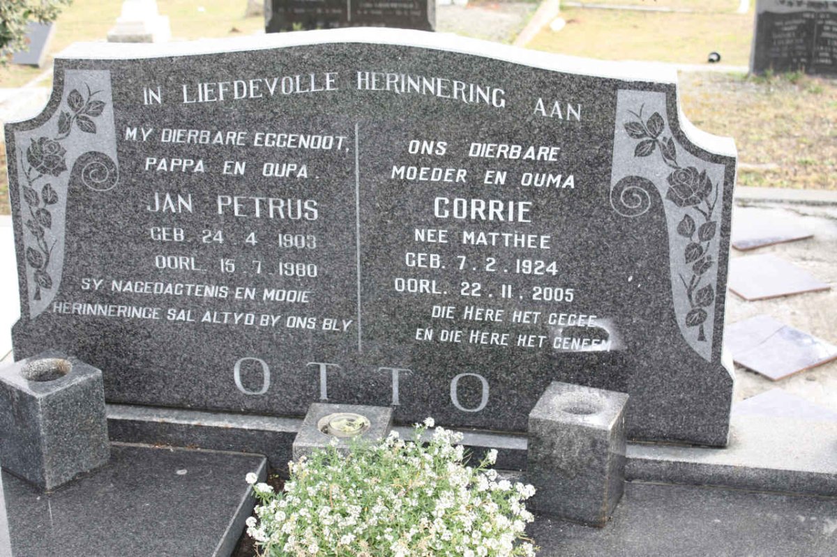 OTTO Jan Paul 1903-1980 &amp; Corrie MATTHEE 1924-2005