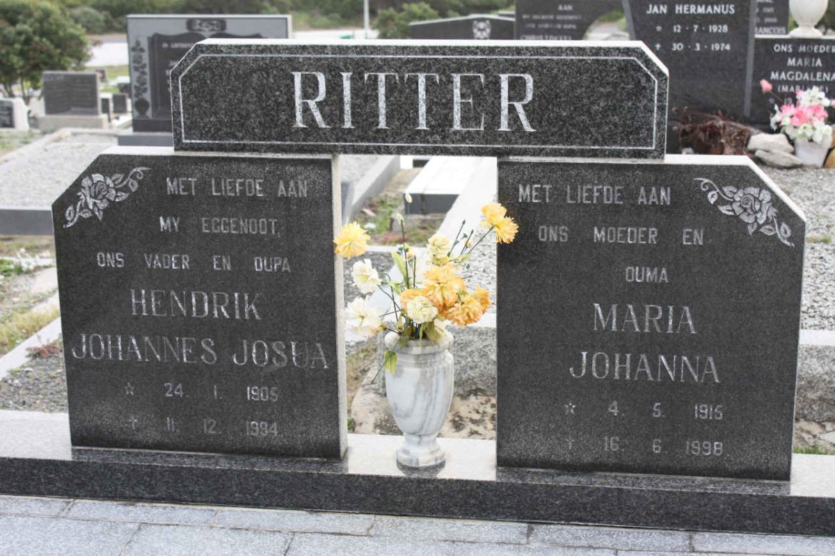 RITTER Hendrik Johannes Josua 1905-1984 &amp; Maria Johanna 1915-1998