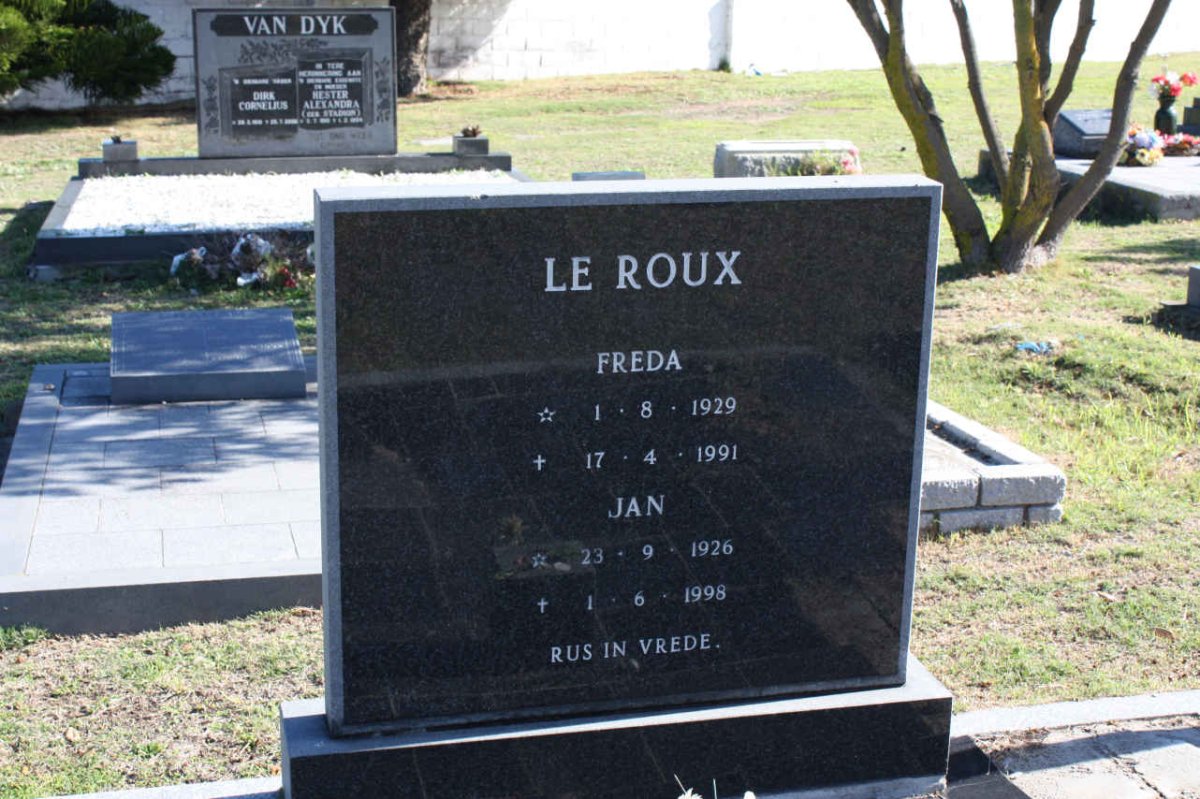 ROUX Jan, le 1926-1998 &amp; Freda 1929-1991