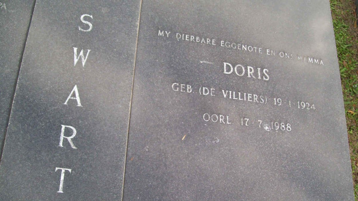 SWART Doris nee DE VILLIERS 1924-1988