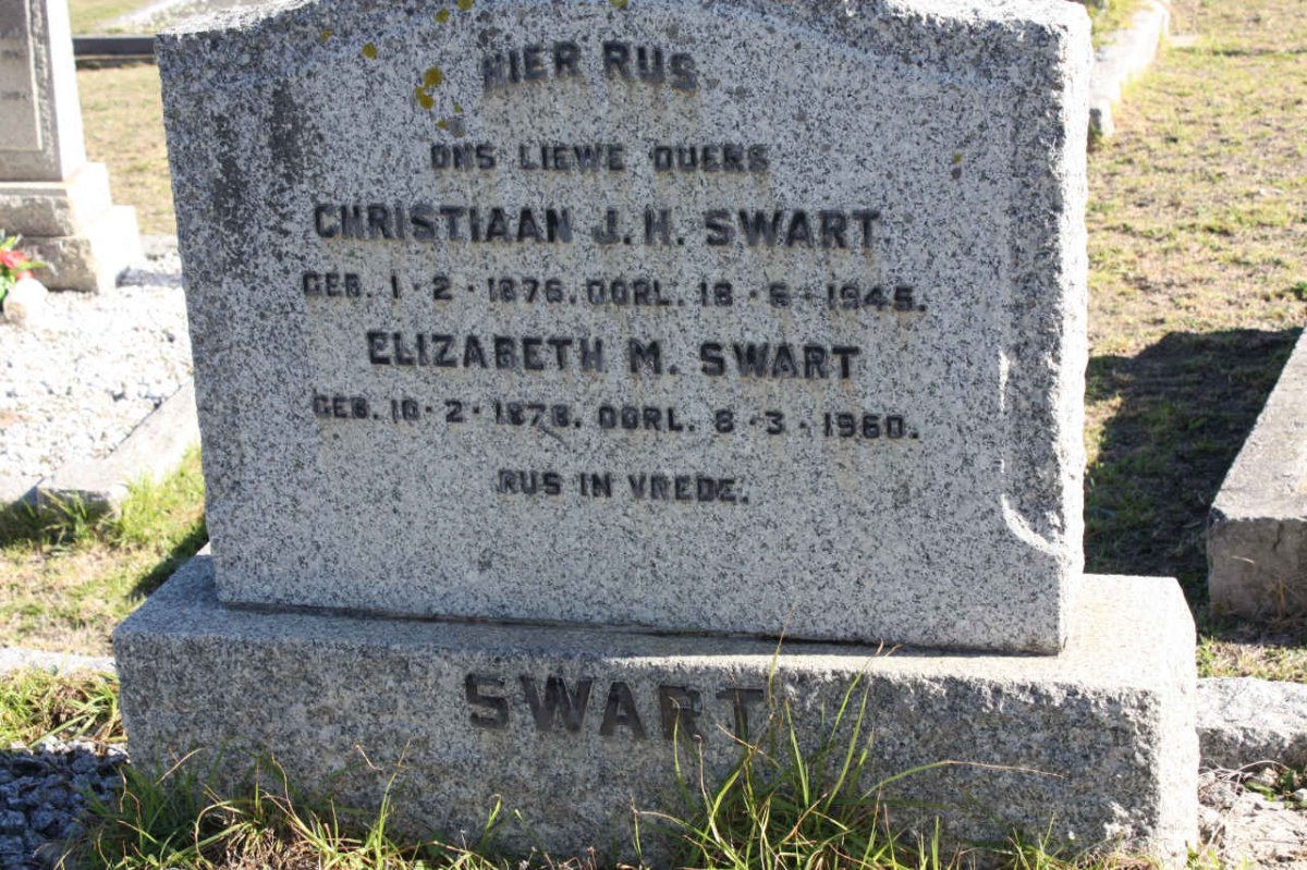 SWART Christiaan J.H. 1876-1945 &amp; Elizabeth M. 1878-1950