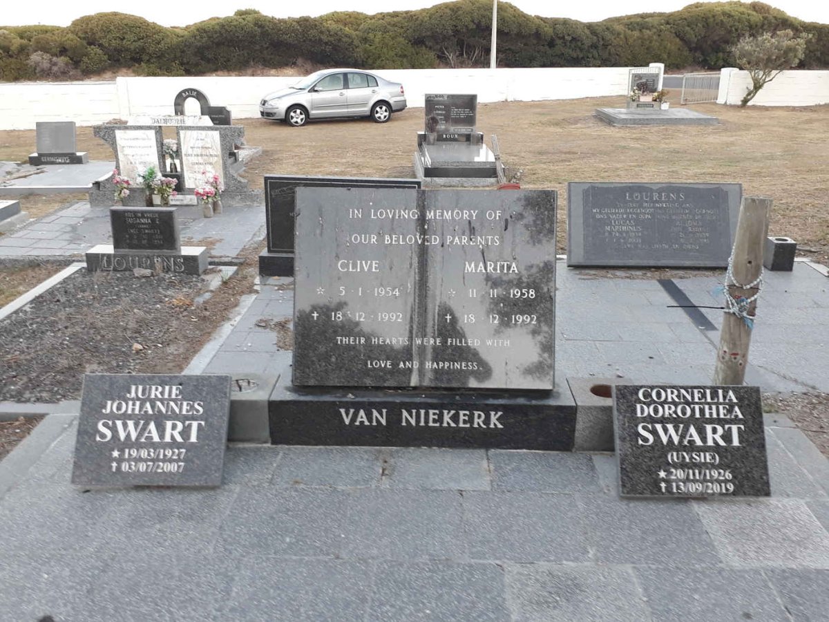 SWART Jurie Johannes 1927-2007 &amp; Cornelia Dorothea 1926-2019 :: VAN NIEKERK Clive 1954-1992 &amp; Marita 1958-1992