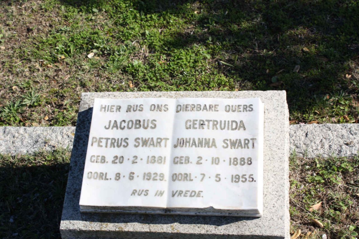 SWART Jacobus Petrus 1881-1929 &amp; Gertruida Johanna 1888-1955