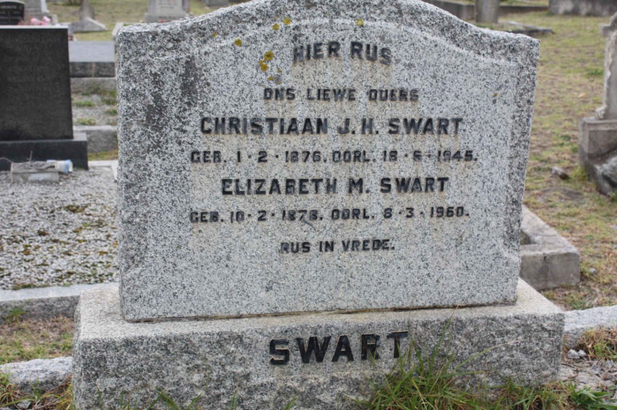 SWART Christiaan J.H. 1876-1945 &amp; Elizabeth M. 1878-1960