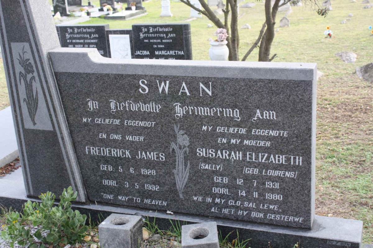 SWAN Frederick James 1928-1992 &amp; Susarah Elizabeth LOURENS 1931-1980