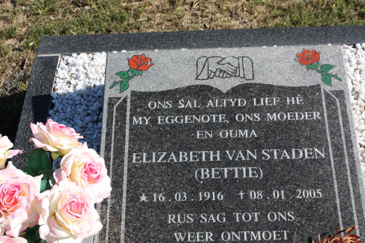 STADEN Elizabeth, van 1916-2005
